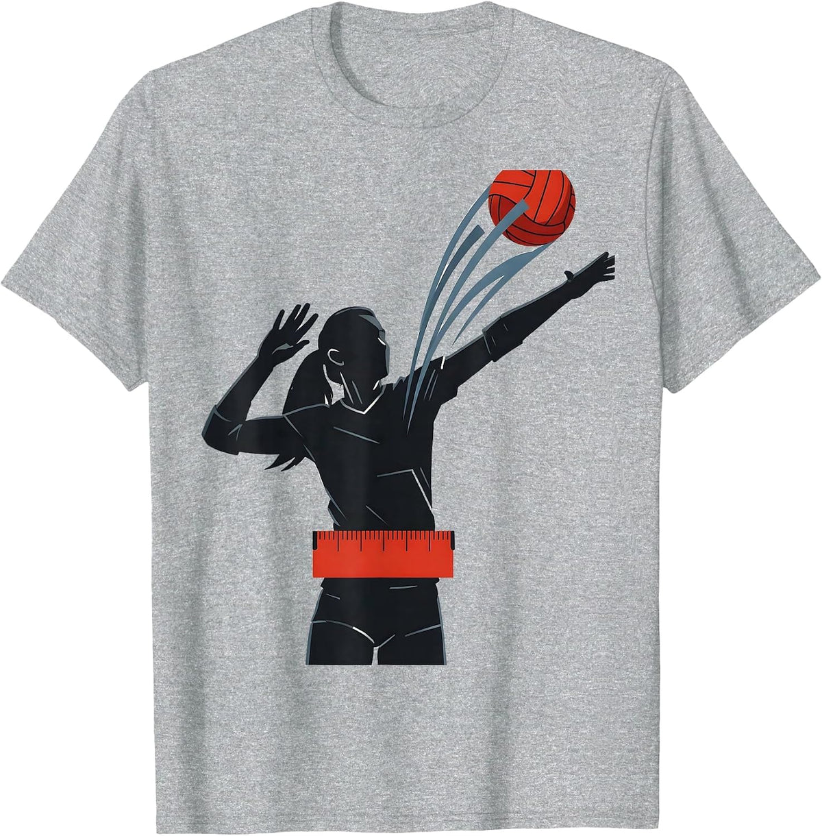 Men's Volleyball Server Burst Editorial Conceptual Teen Athlete T-Shirt - Heather Grey