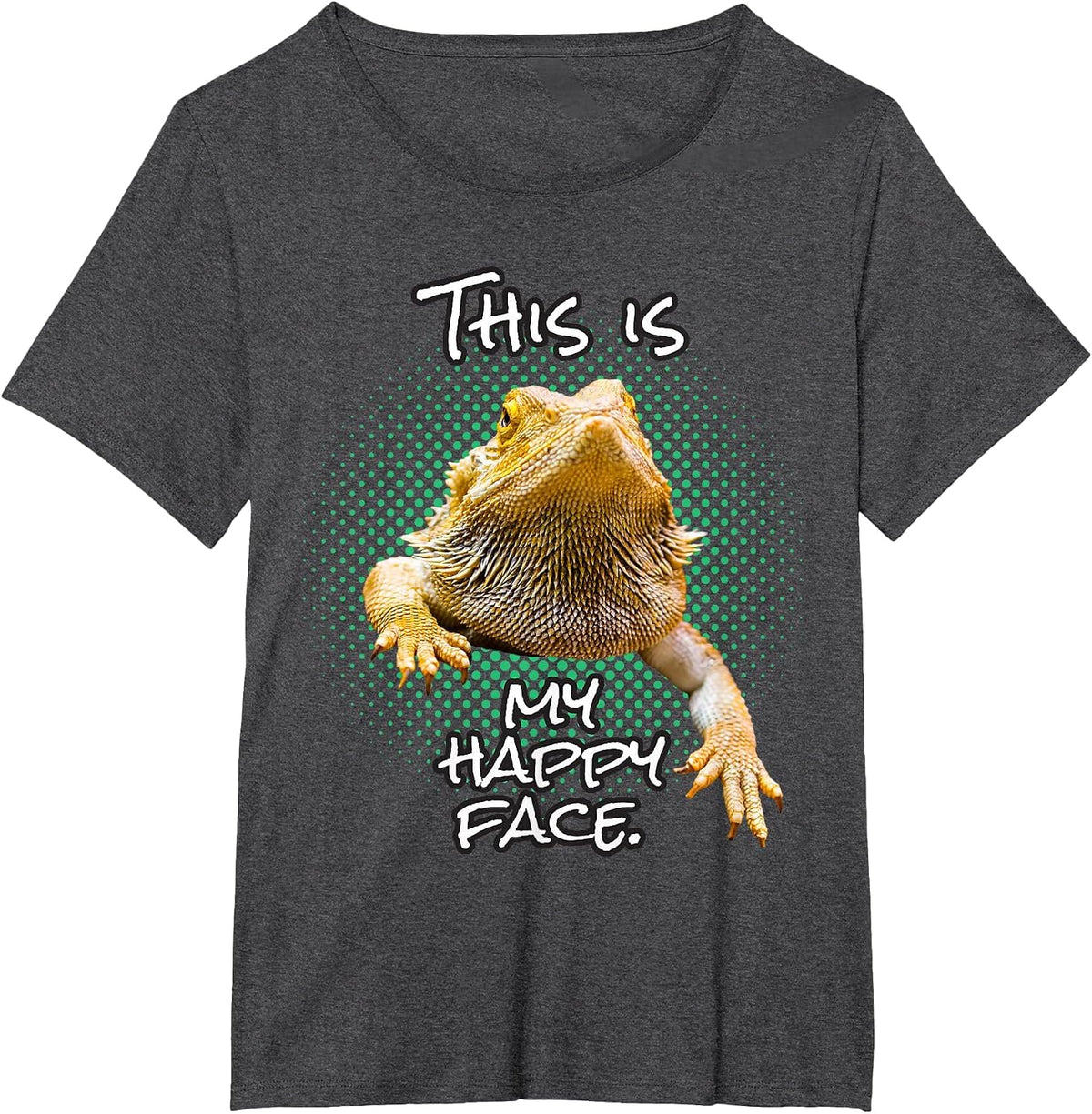 This is My Happy Face Bearded Dragon Funny Reptile T-Shirt - Dark Heather Grey