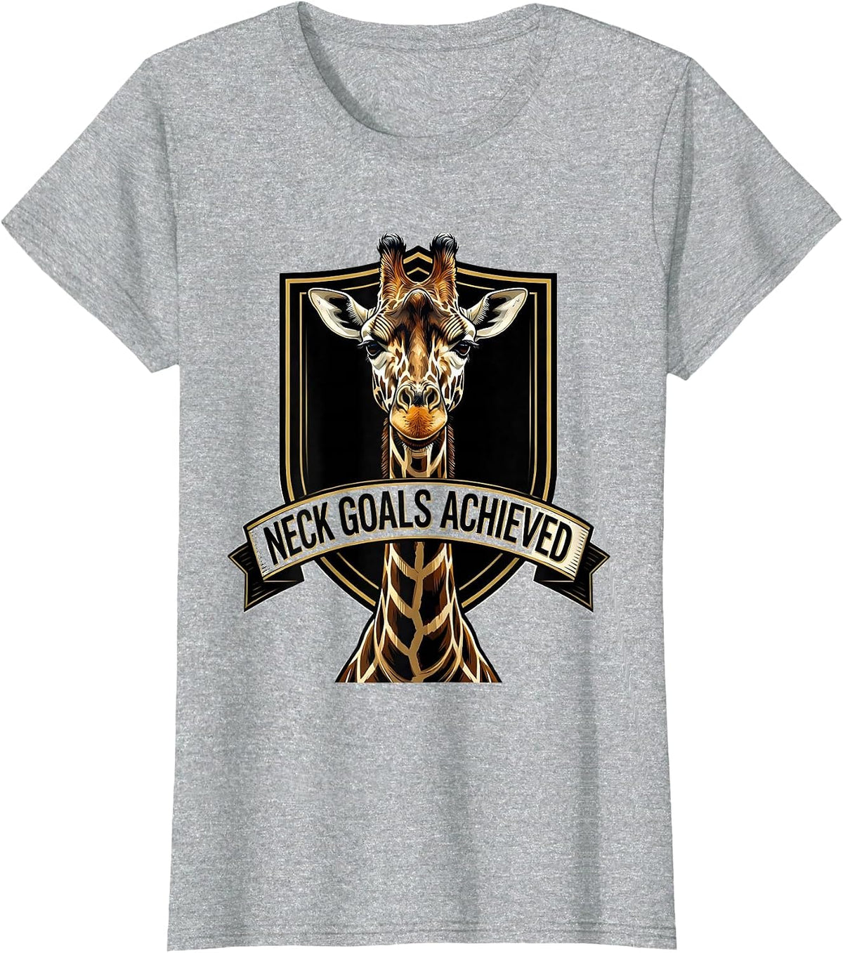 Neck Goals Achieved Funny Giraffe Design T-Shirt - Heather Grey
