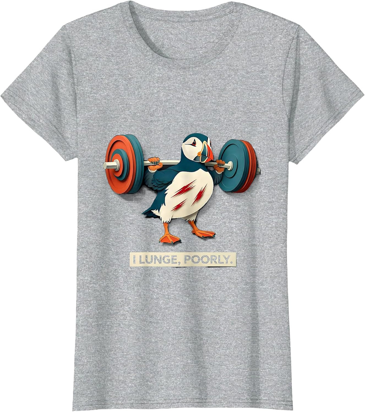I Lunge Poorly Funny Gym Workout Weightlifting Humor T-Shirt - Heather Grey