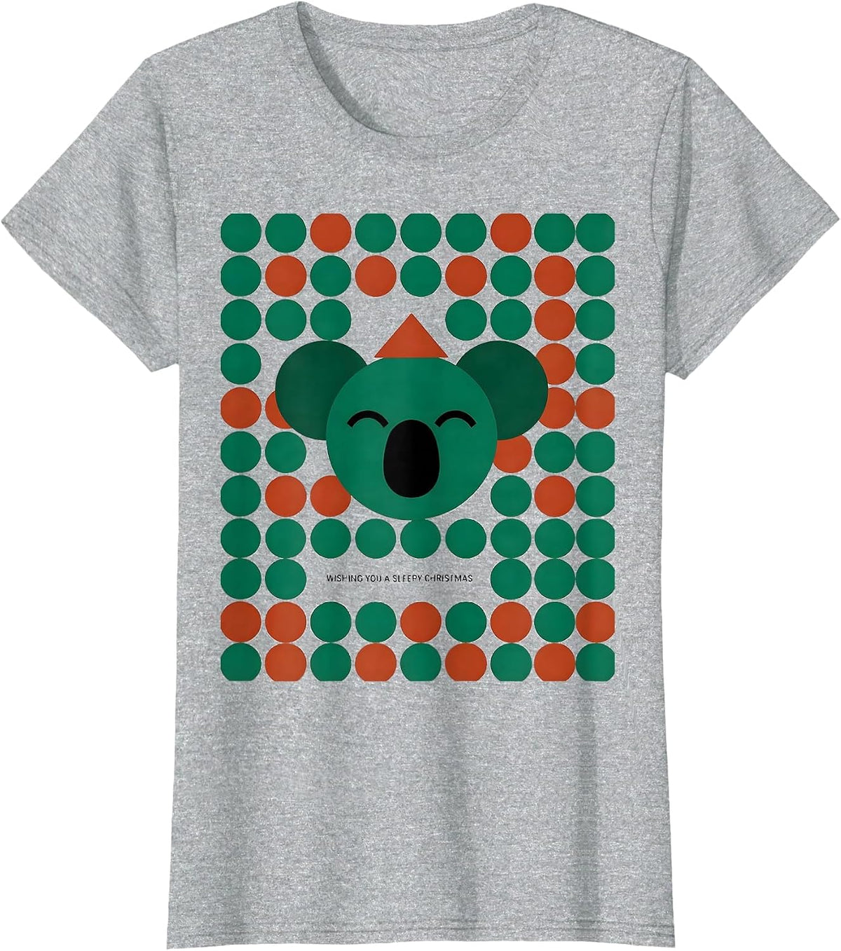 Wishing You A Sleepy Christmas Geometric Koala Lover Cute T-Shirt - Heather Grey