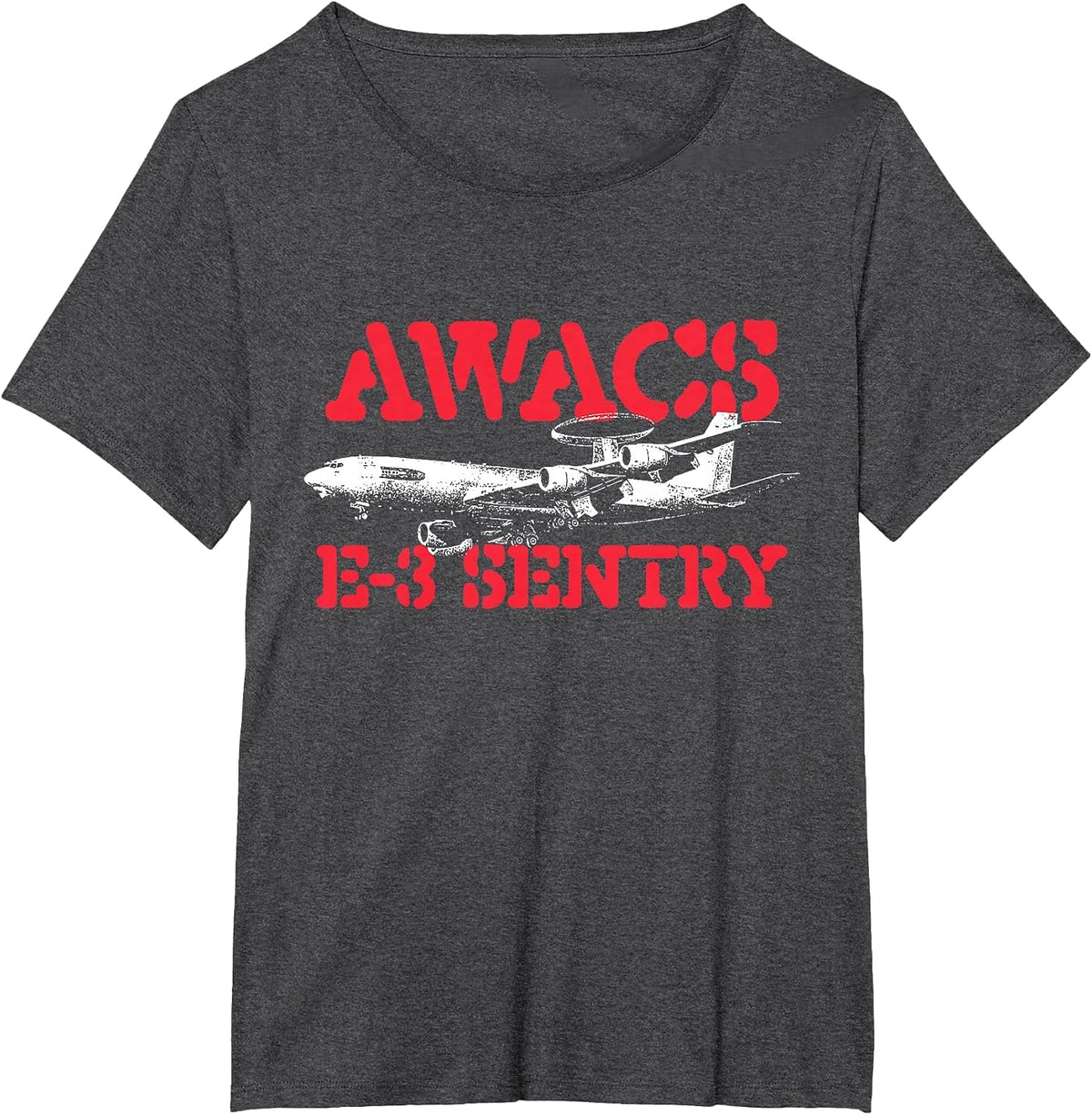 AWACS E-3 Sentry - US Military Pilot Cargo Plane T-Shirt - Dark Heather Grey