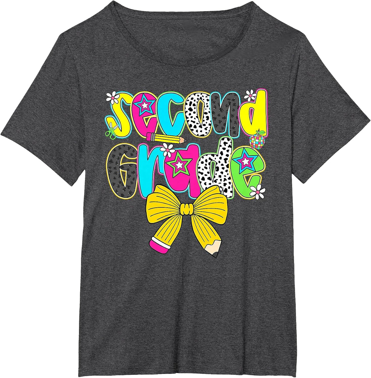 Second Grade Coquette Bow First Day of School Back to School T-Shirt - Dark Heather Grey
