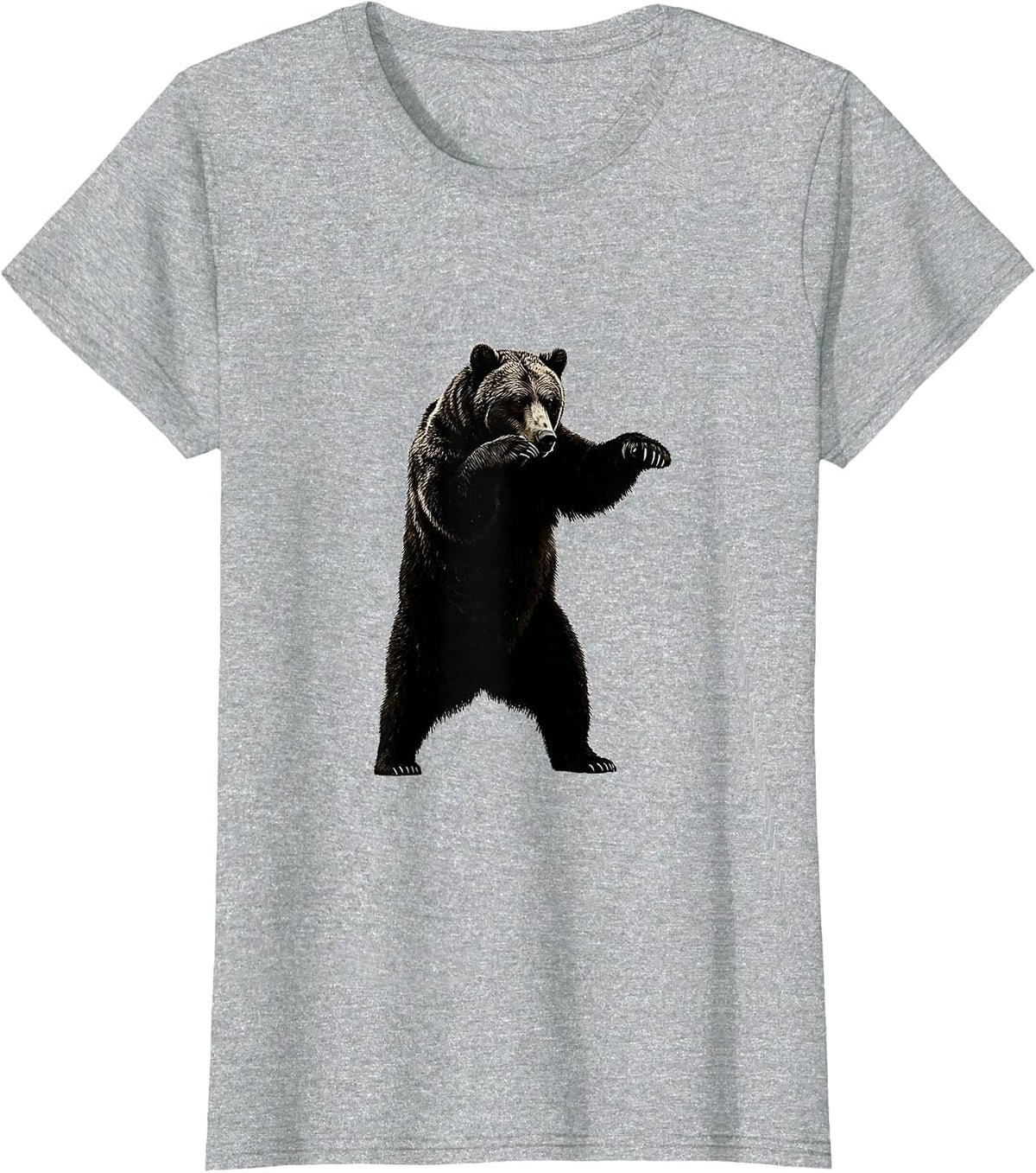 Bear Boxing Fighting Stance Graphic Tee T-Shirt - Heather Grey