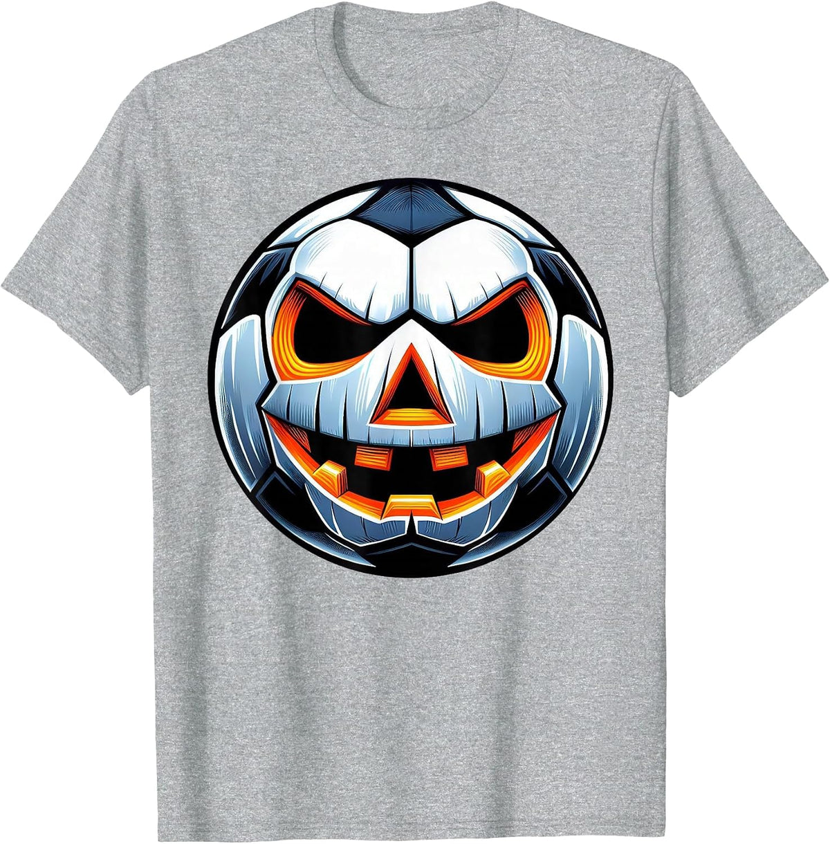 Funny Halloween Jack O Lantern Soccer Player Coach Pitcher T-Shirt - Heather Grey