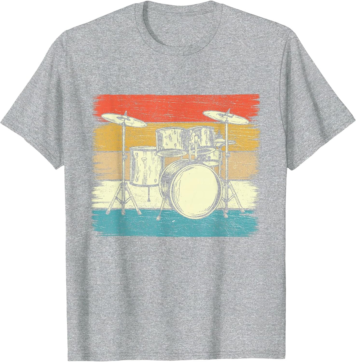 Retro Drum Sets - Band Drummer Percussion Player T-Shirt - Heather Grey