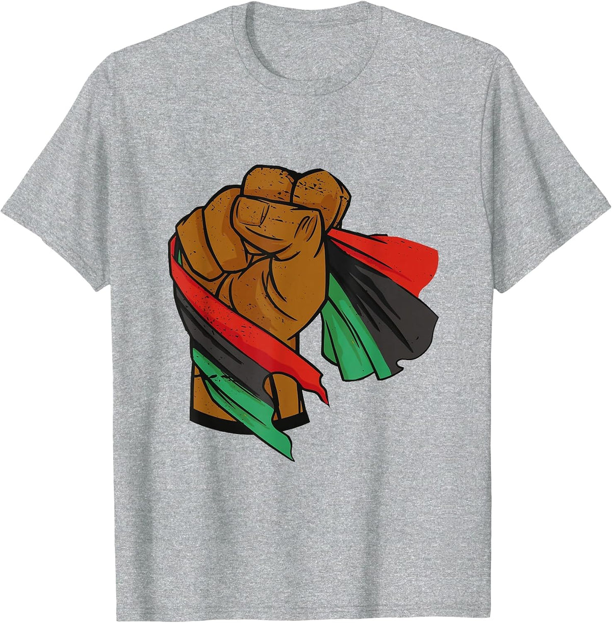 Black Liberation Flag Juneteenth Pan African UNIA Flag T-Shirt - Heather Grey