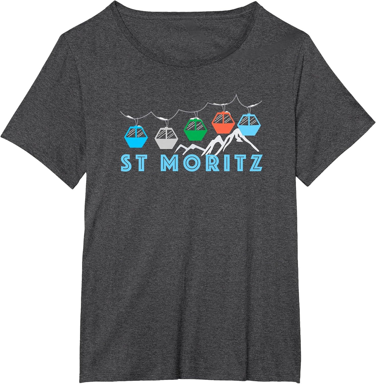 St. Moritz Ski Mountain Gondola - St. Moritz, Switzerland T-Shirt - Dark Heather Grey