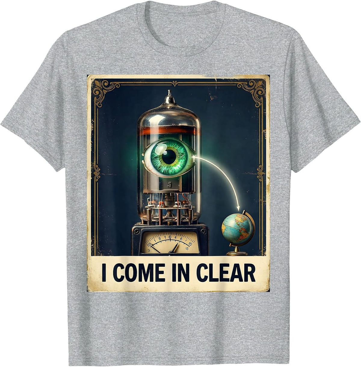 Men's I Come In Clear Vintage Ham Radio Operator Hobbyist Humor T-Shirt - Heather Grey