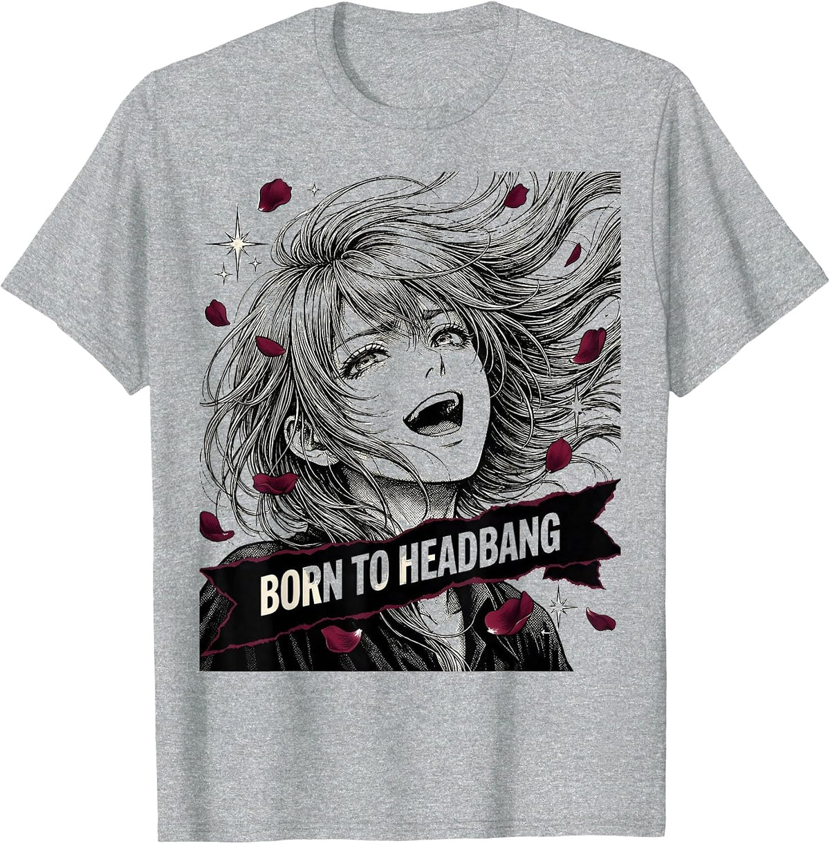 Men's Born to Headbang Metal Band Graphic Design T-Shirt - Heather Grey