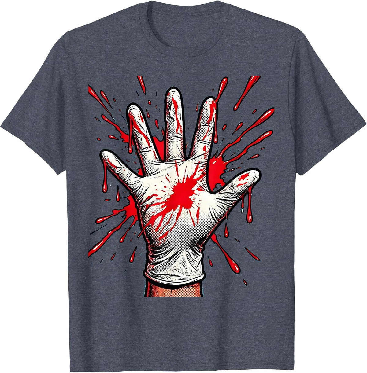 Surgeon Dropping Gloves After Tough Operation T-Shirt - Heather Blue