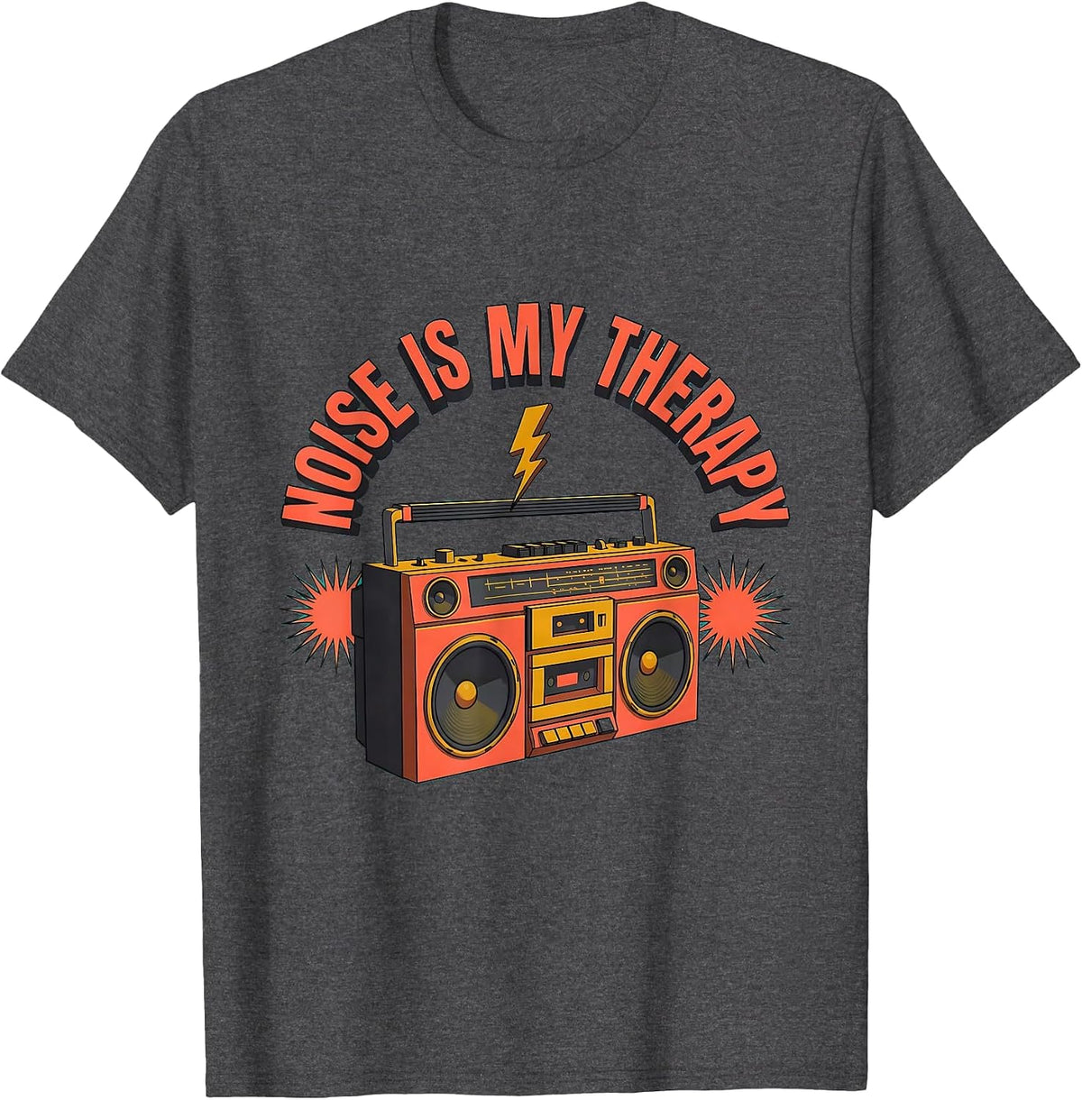 Noise Is My Therapy Punk Music Design T-Shirt - Dark Heather Grey