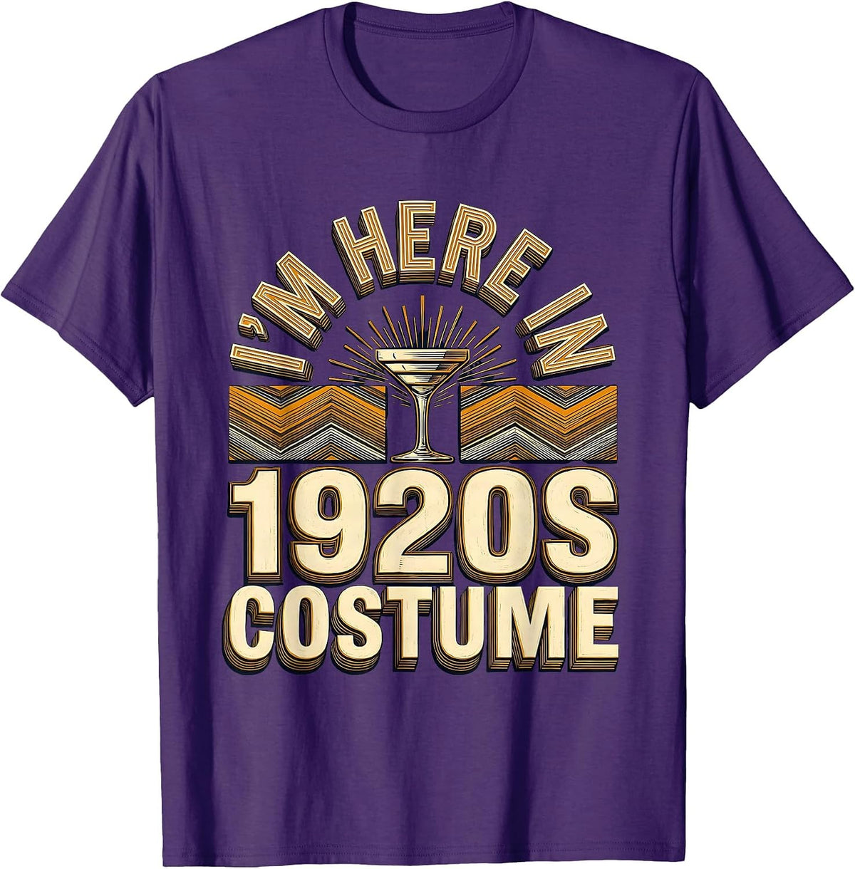 I'm Here In 1920s Costume Vintage Roaring Twenties Party T-Shirt - Purple