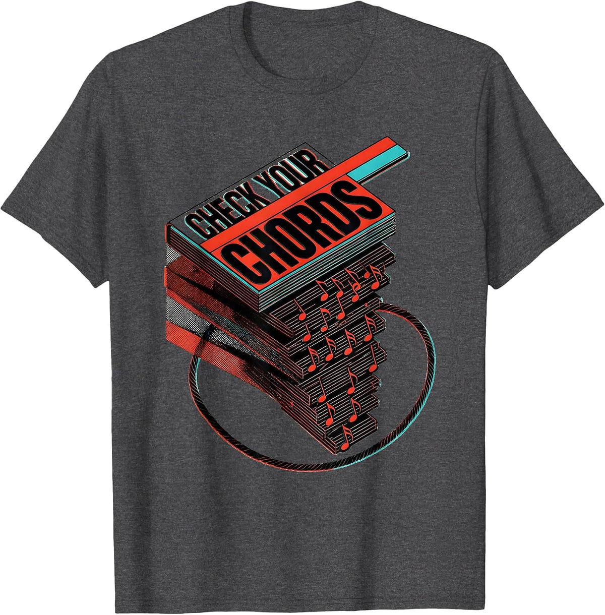 Check Your Chords Funny Music Teacher Gift Idea T-Shirt - Dark Heather Grey