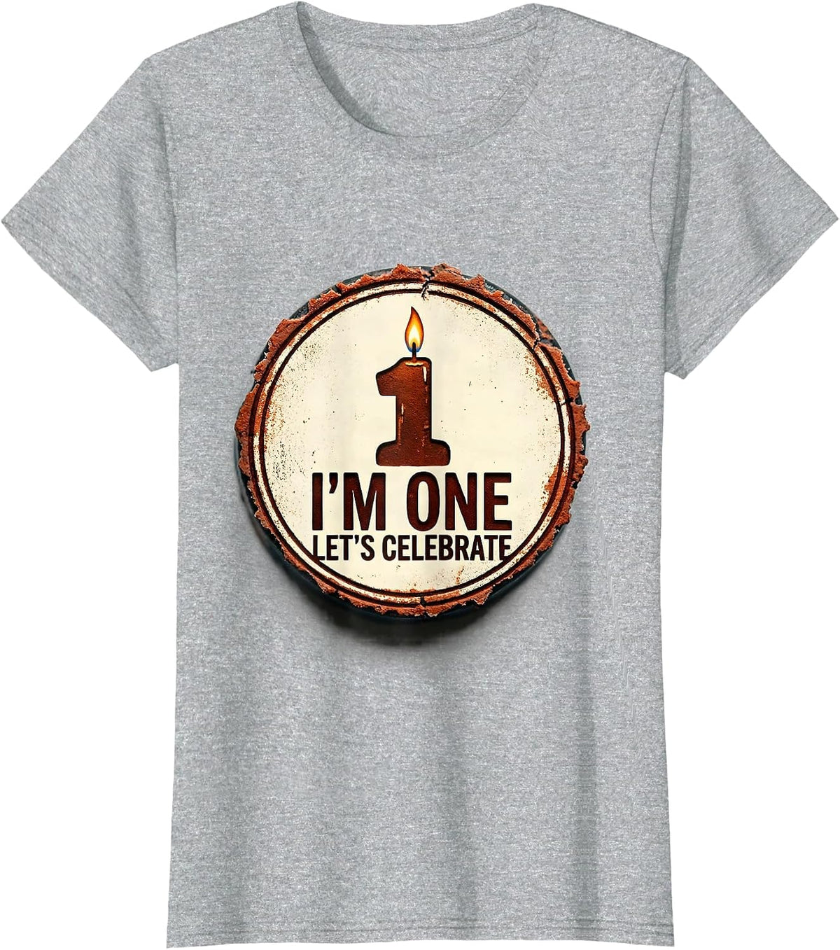 Women's I'm One Let's Celebrate Rubber Stamp First Birthday Family T-Shirt - Heather Grey