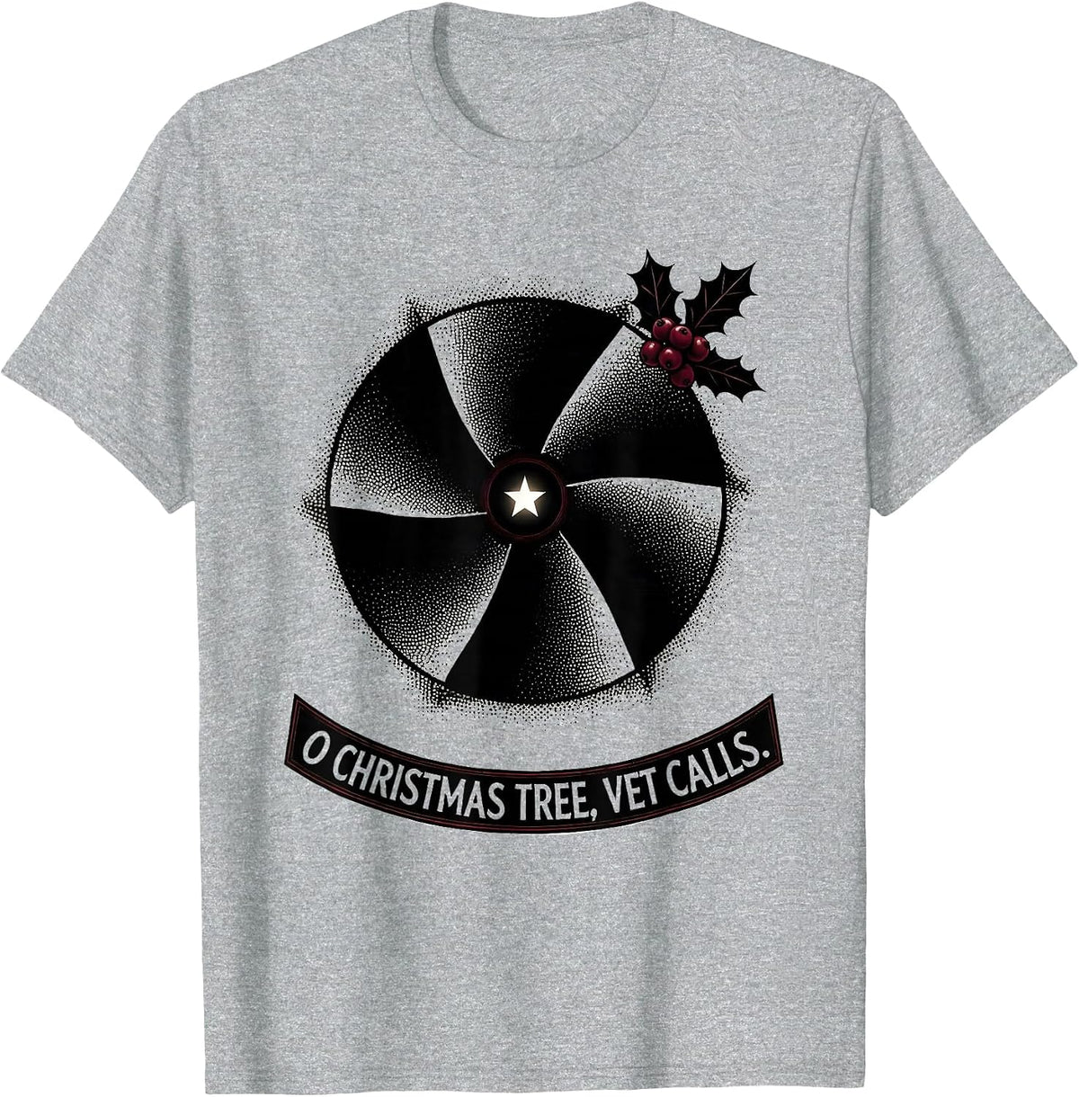 Men's O Christmas Tree Vet Calls Funny Veterinary Tech Christmas T-Shirt - Heather Grey