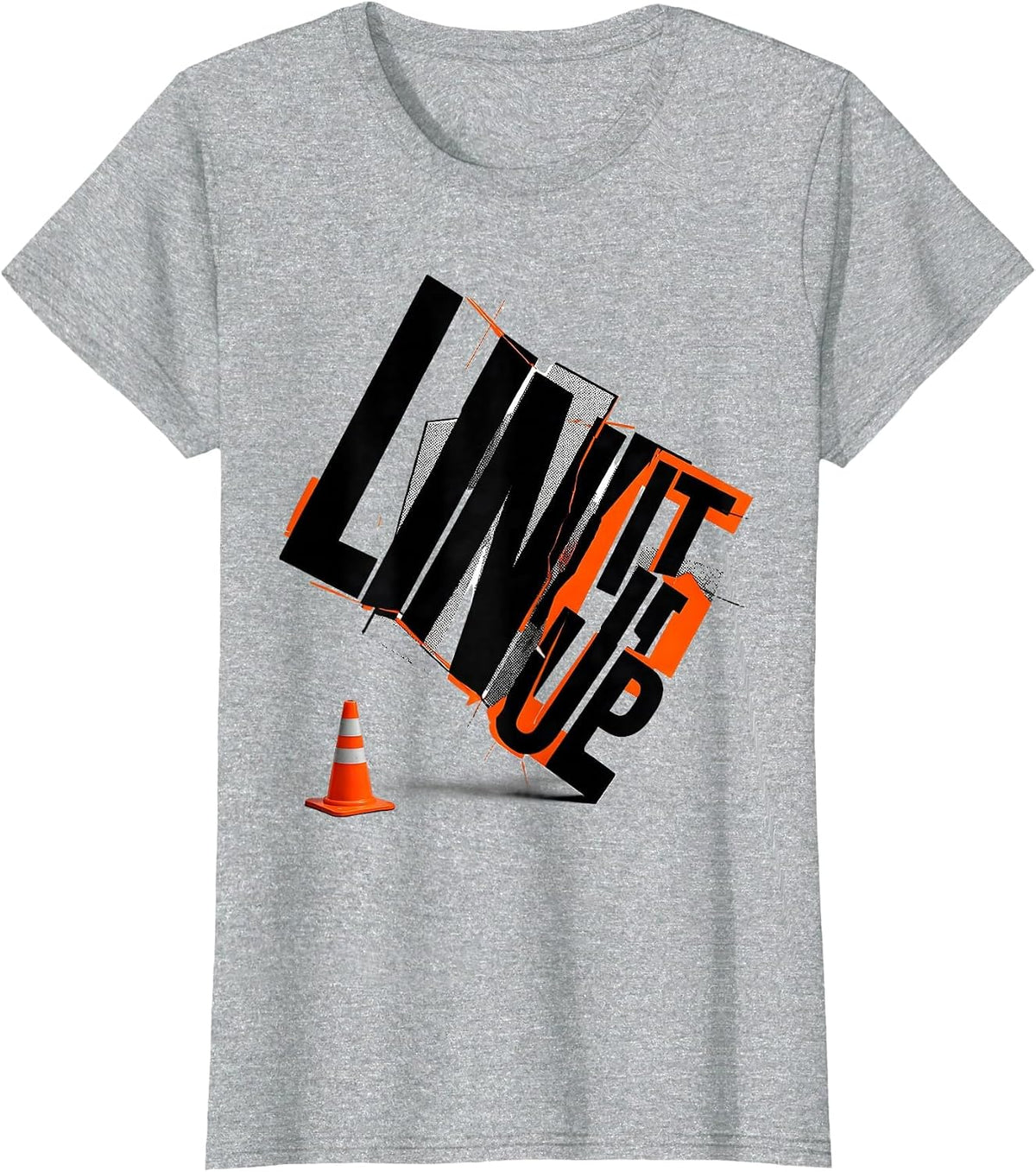 Women's Line It Up New Wave Typography PE Teacher Gym Class Back T-Shirt - Heather Grey