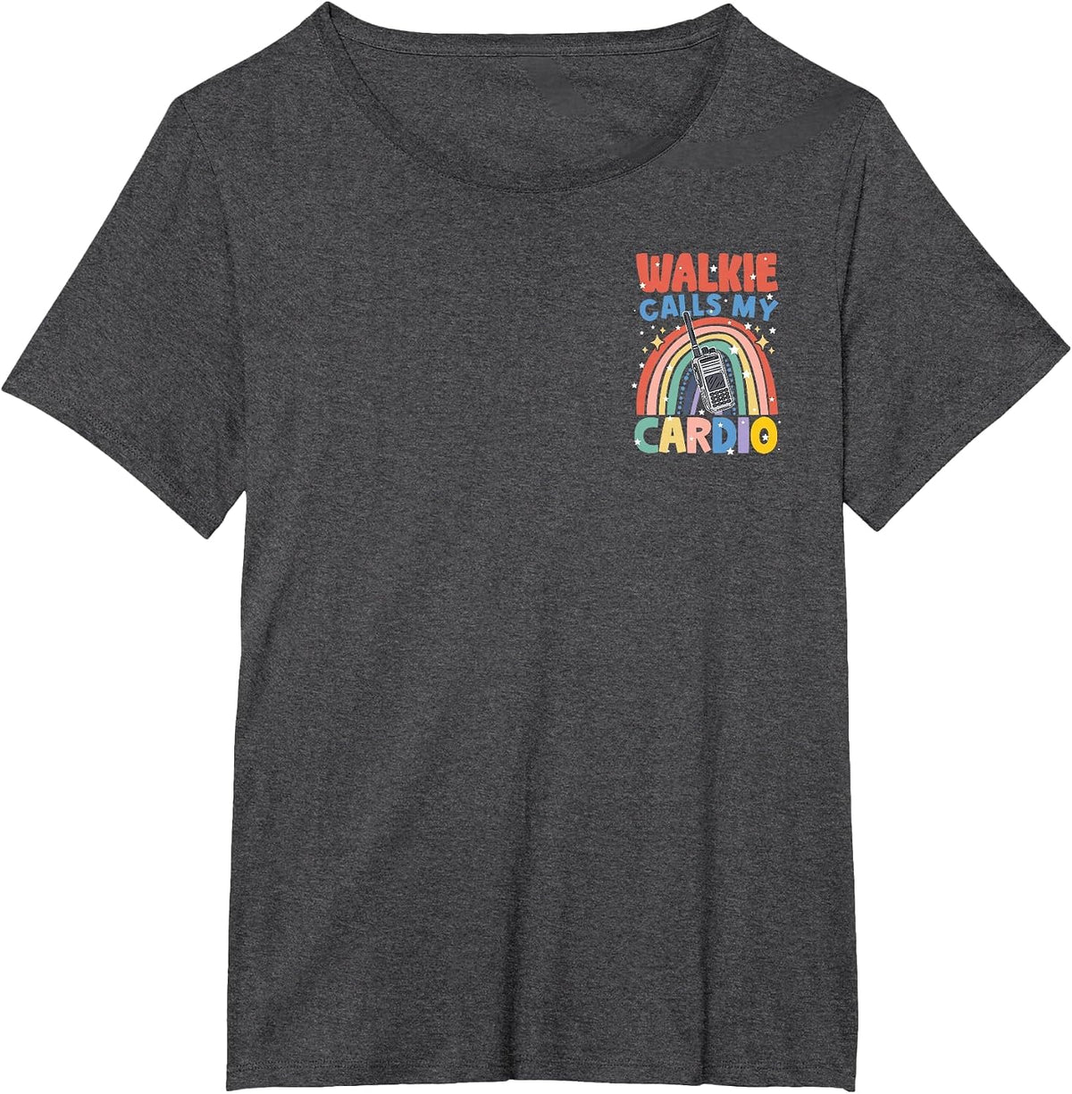 Walkie Calls My Cardio Rainbow Radio Minimalist T-Shirt - Dark Heather Grey
