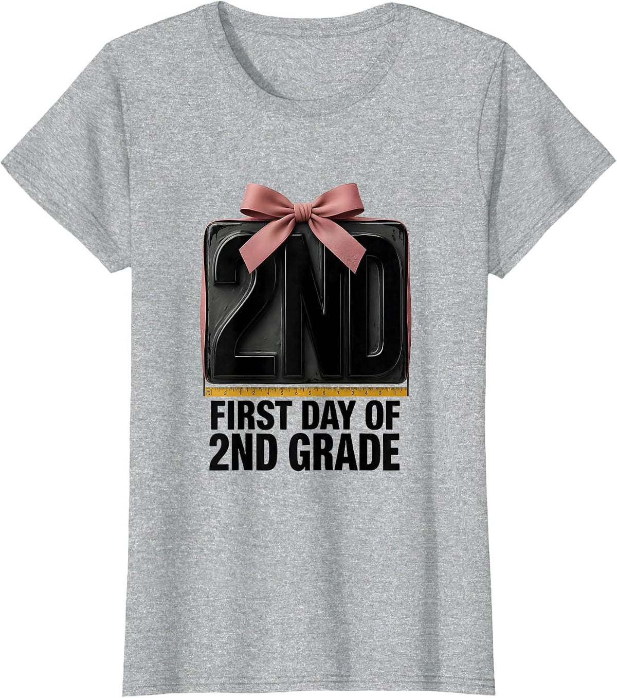 Women's First Day Of 2nd Grade Coquette Bow Back To School Girl T-Shirt - Heather Grey