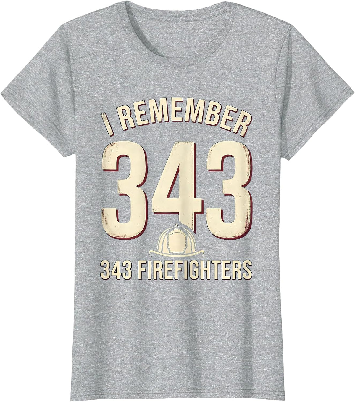 I Remember 343 Firefighters Vintage Firefighter Tribute T-Shirt - Heather Grey