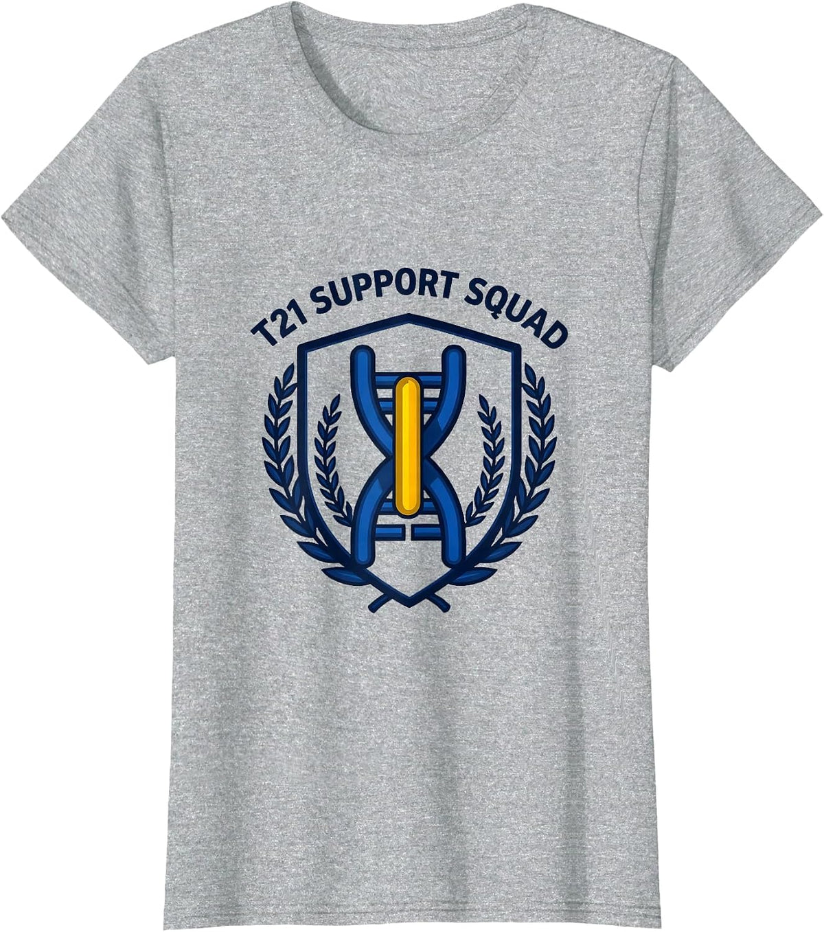 Women's T21 SUPPORT SQUAD Down Syndrome Awareness Extra Chromosome T-Shirt - Heather Grey