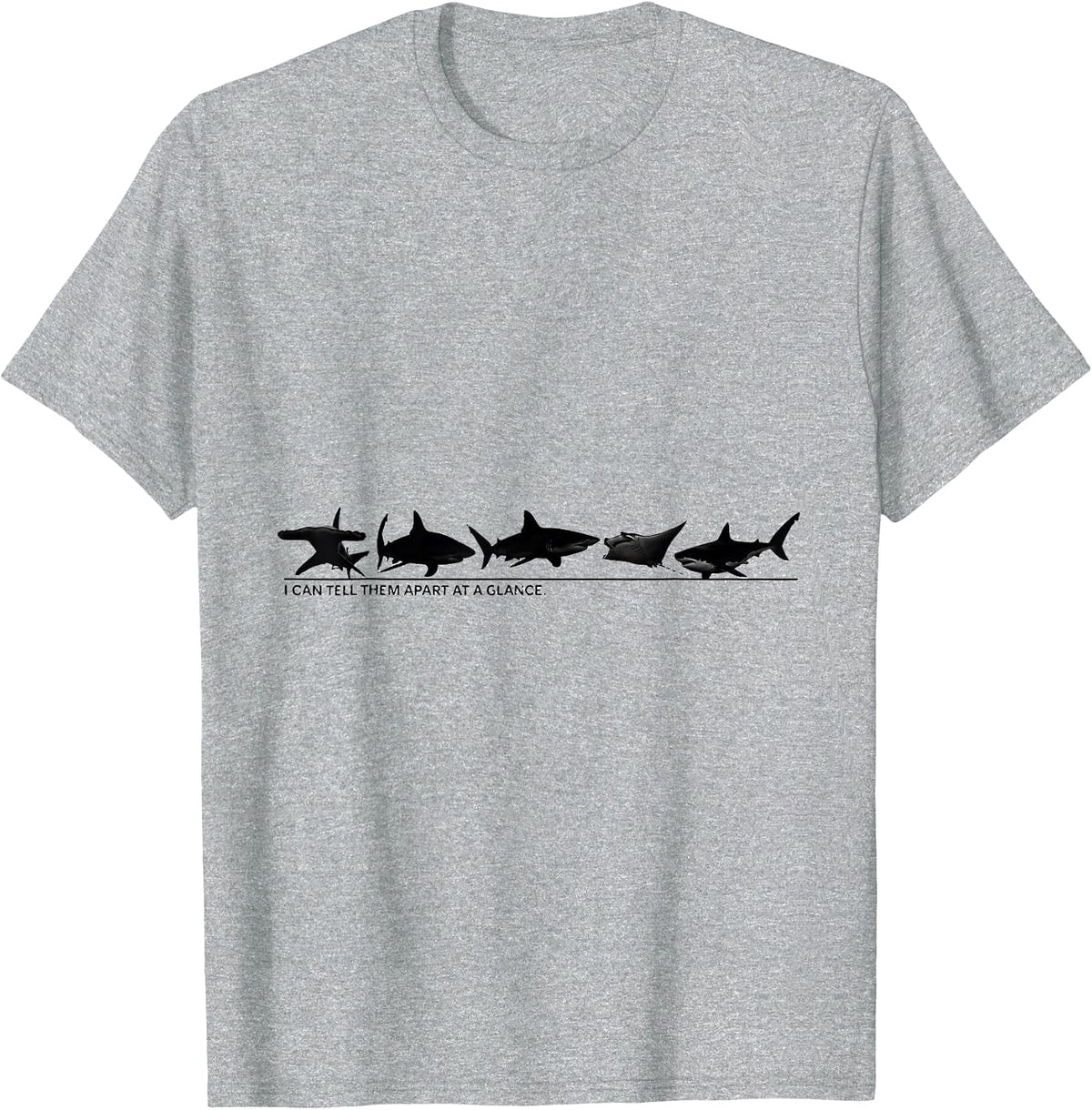 Men's I Can Tell Them Apart At A Glance Funny Shark Lover Ocean T-Shirt - Heather Grey