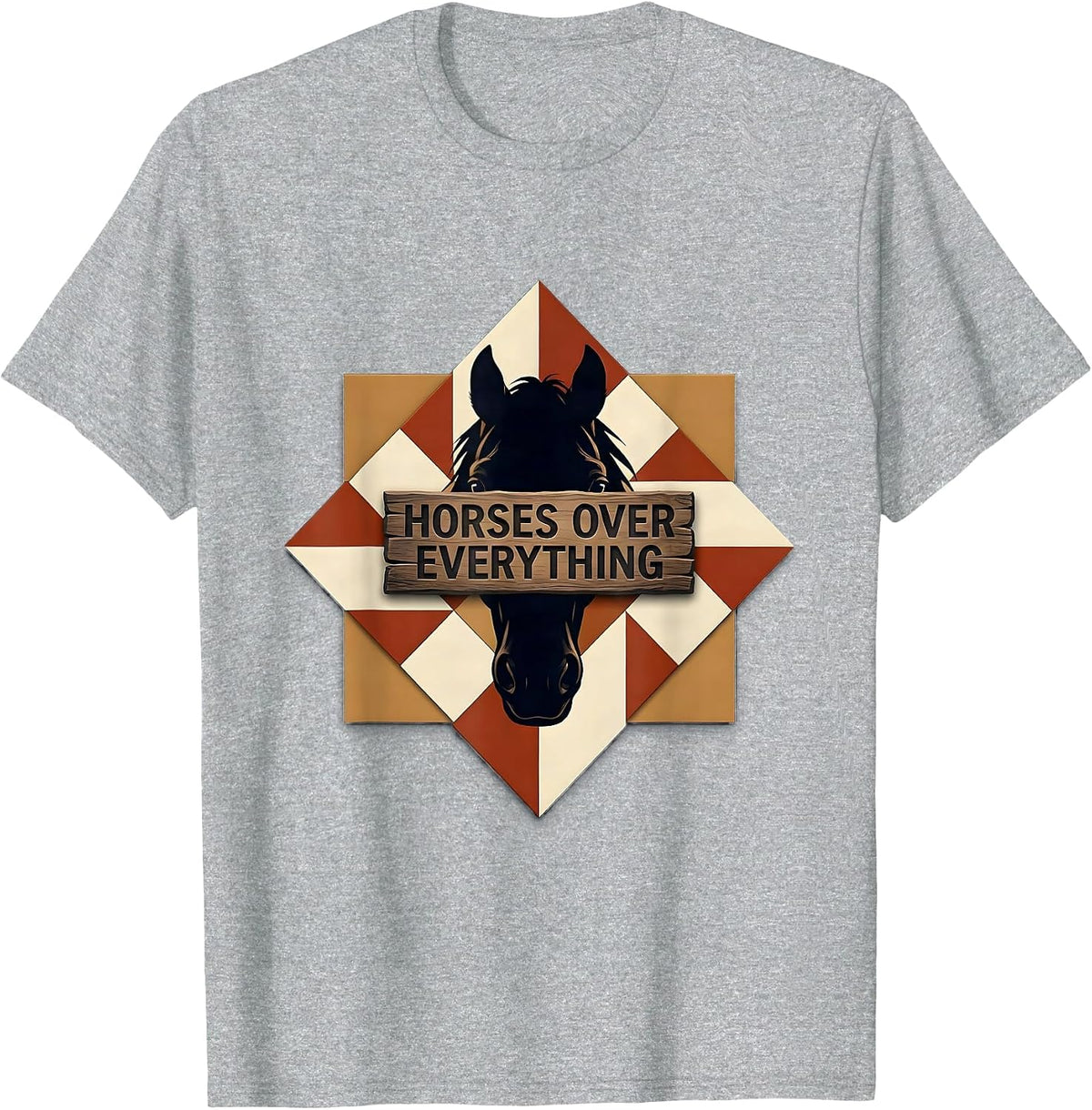 Men's Horses Over Everything Western Design T-Shirt - Heather Grey
