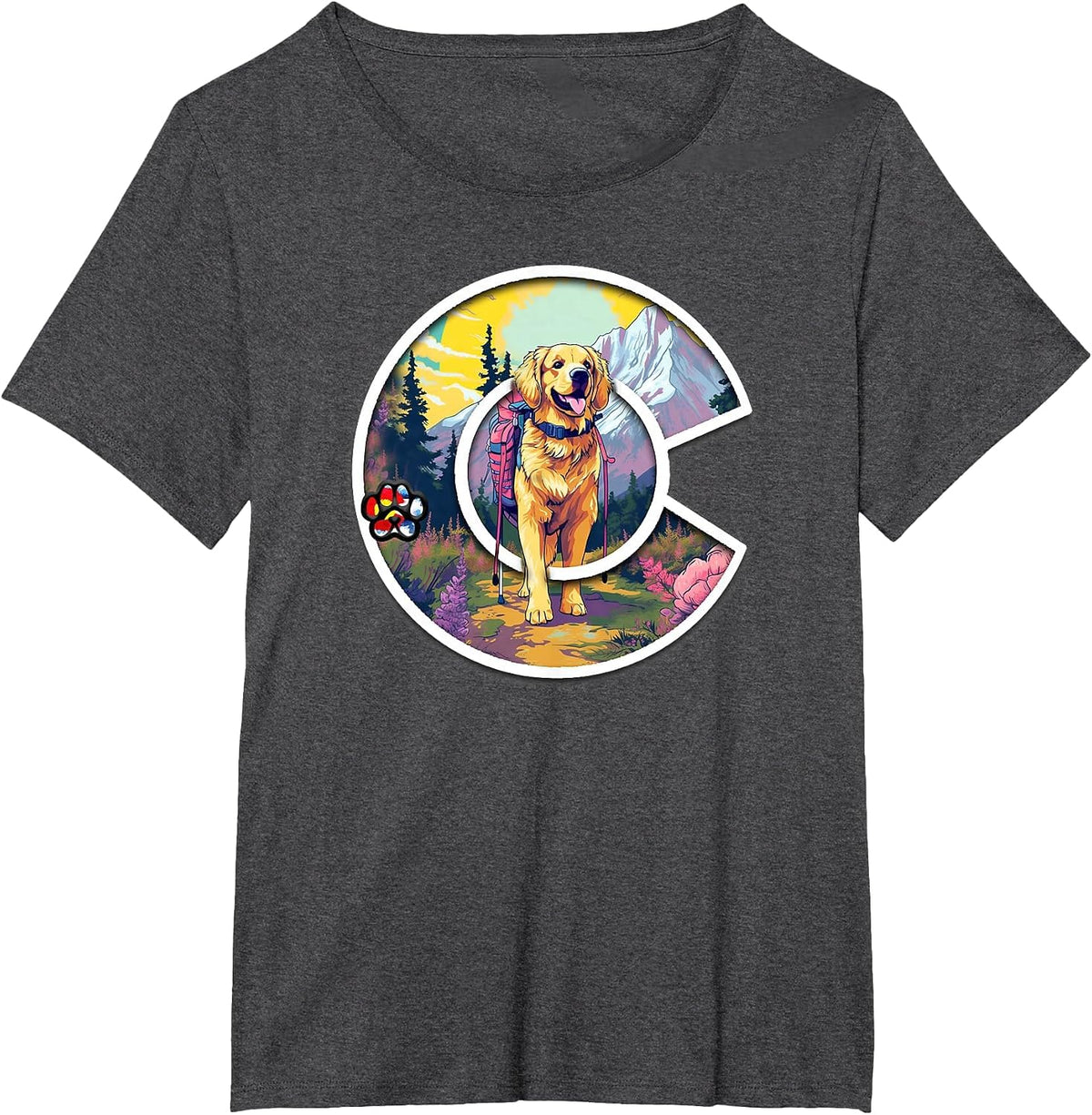Colorado Golden Retriever - Cute Dog - Rocky Mountains T-Shirt - Dark Heather Grey