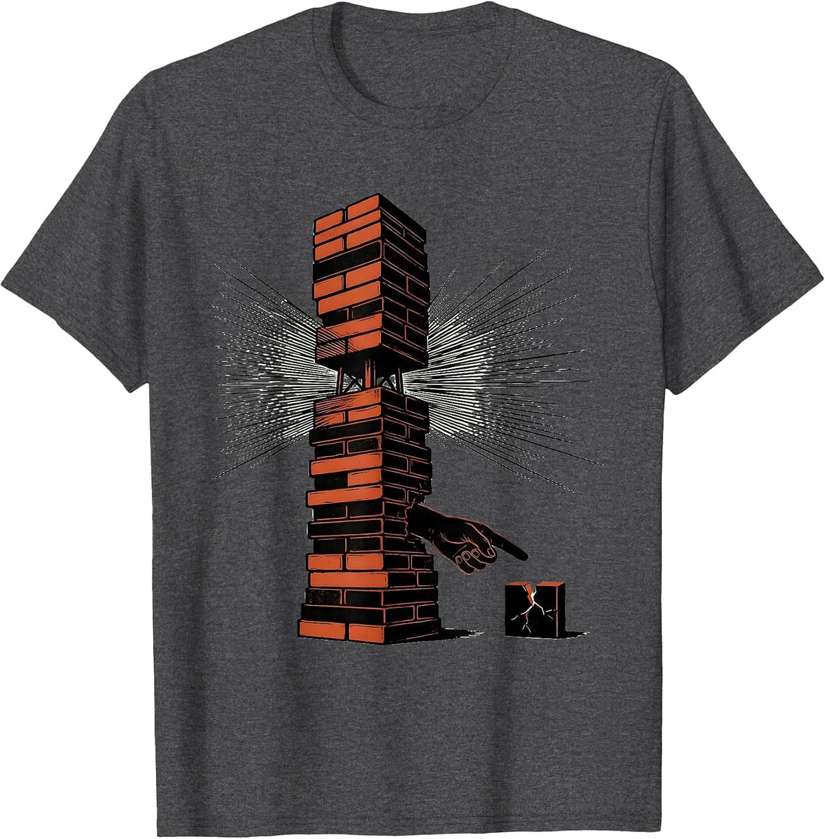 Men's Wood Block Stack Ham Radio Operator Humor T-Shirt - Dark Heather Grey