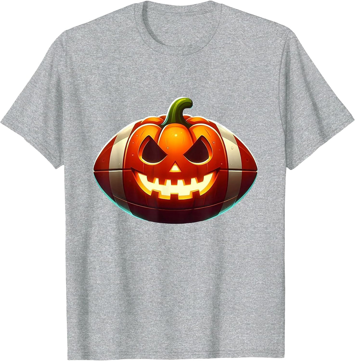 Football Halloween Pumpkin Scary Football Player Costume T-Shirt - Heather Grey