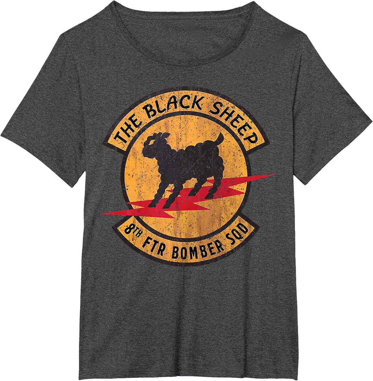 Vintage Black Sheep 8th FTR Bomber Squadron T-Shirt - Dark Heather Grey