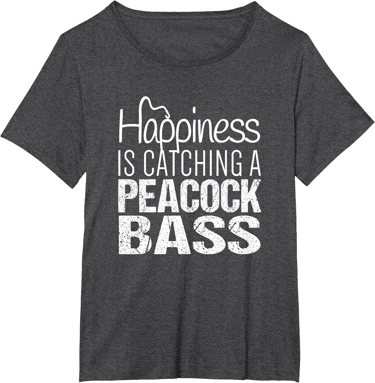 Peacock Bass Fishing T-Shirt | Happiness Catch Peacock Bass T-Shirt - Dark Heather Grey