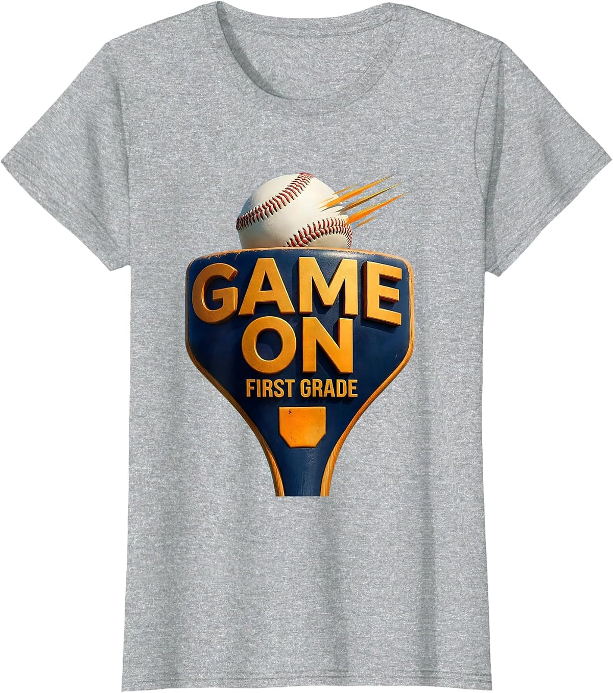 Women's Game On First Grade Playful Youth Back To School Baseball T-Shirt - Heather Grey
