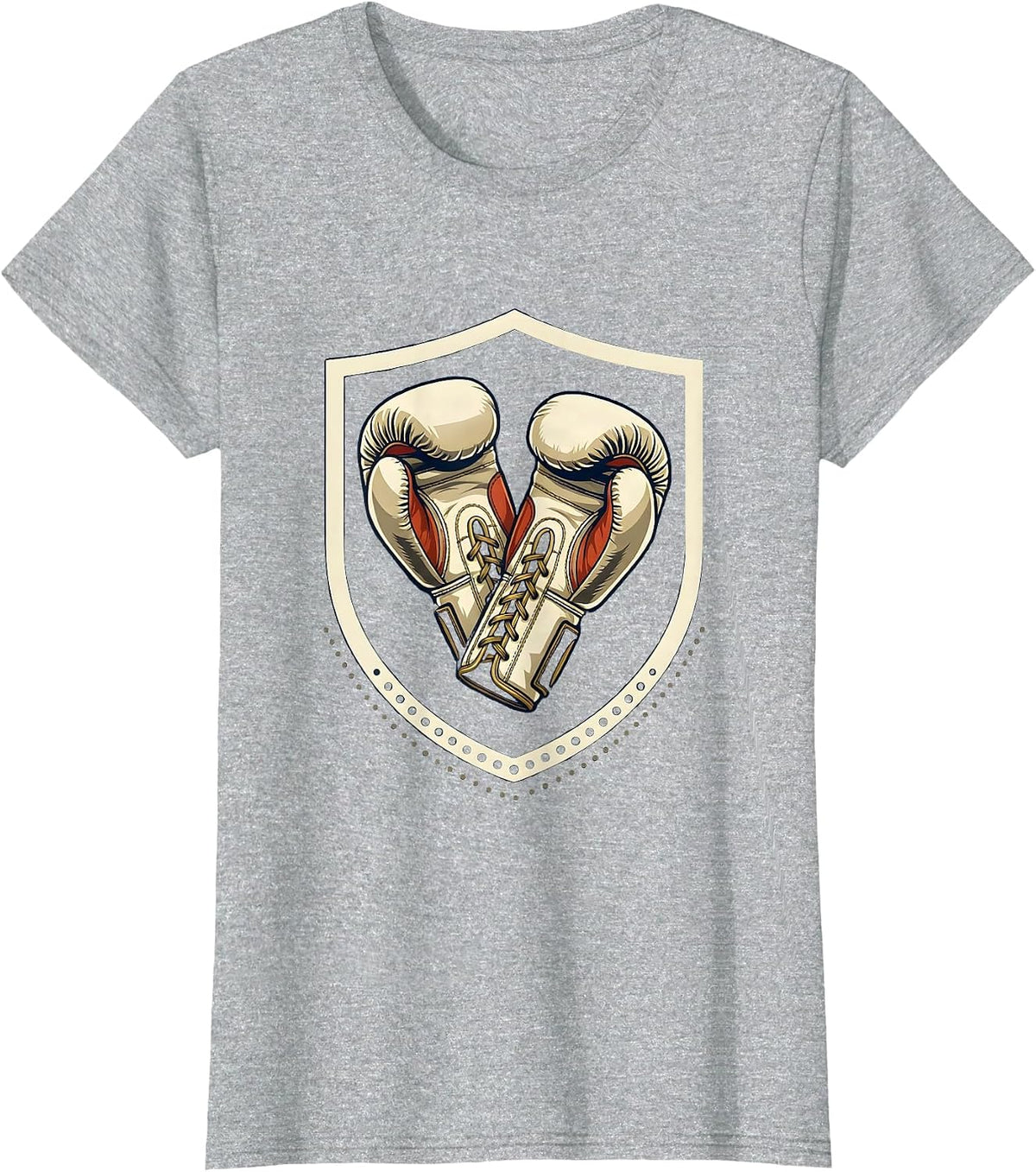 Sealed Shield Boxing Gloves Emblem Vintage Athletic T-Shirt - Heather Grey