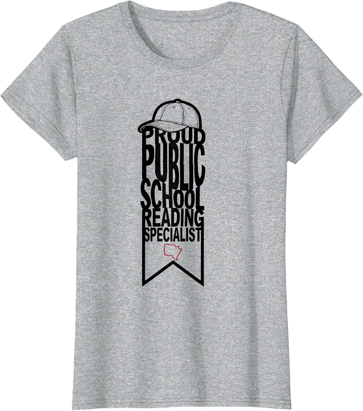 Proud Public School Reading Specialist Teacher Red For Ed T-Shirt - Heather Grey