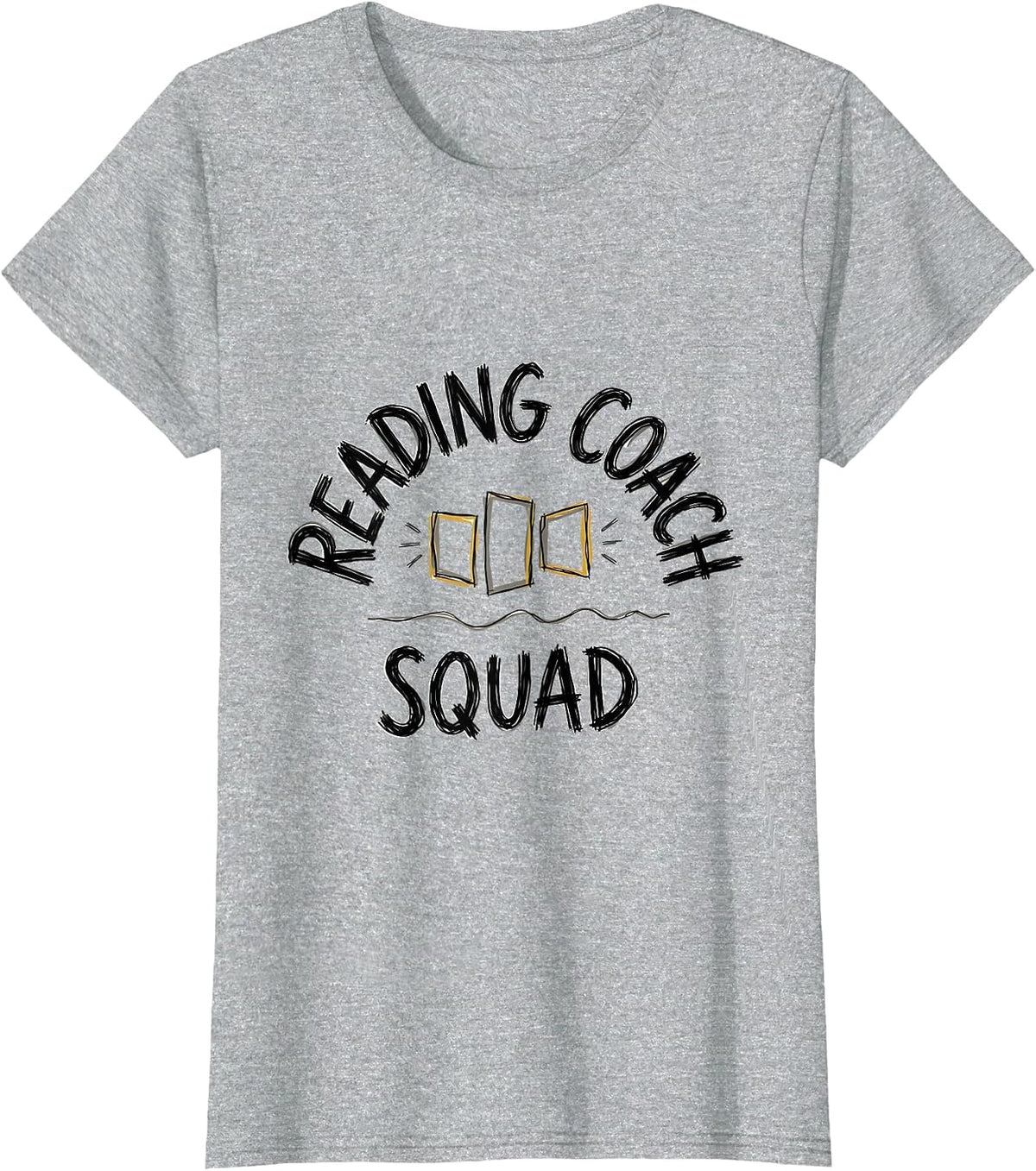 Reading Coach Squad Hand-Sketched Literacy Teacher T-Shirt - Heather Grey