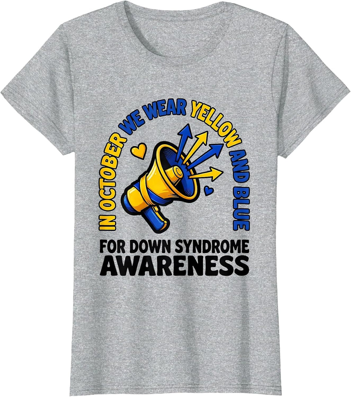 In October We Wear Yellow Blue Down Syndrome Awareness T-Shirt - Heather Grey