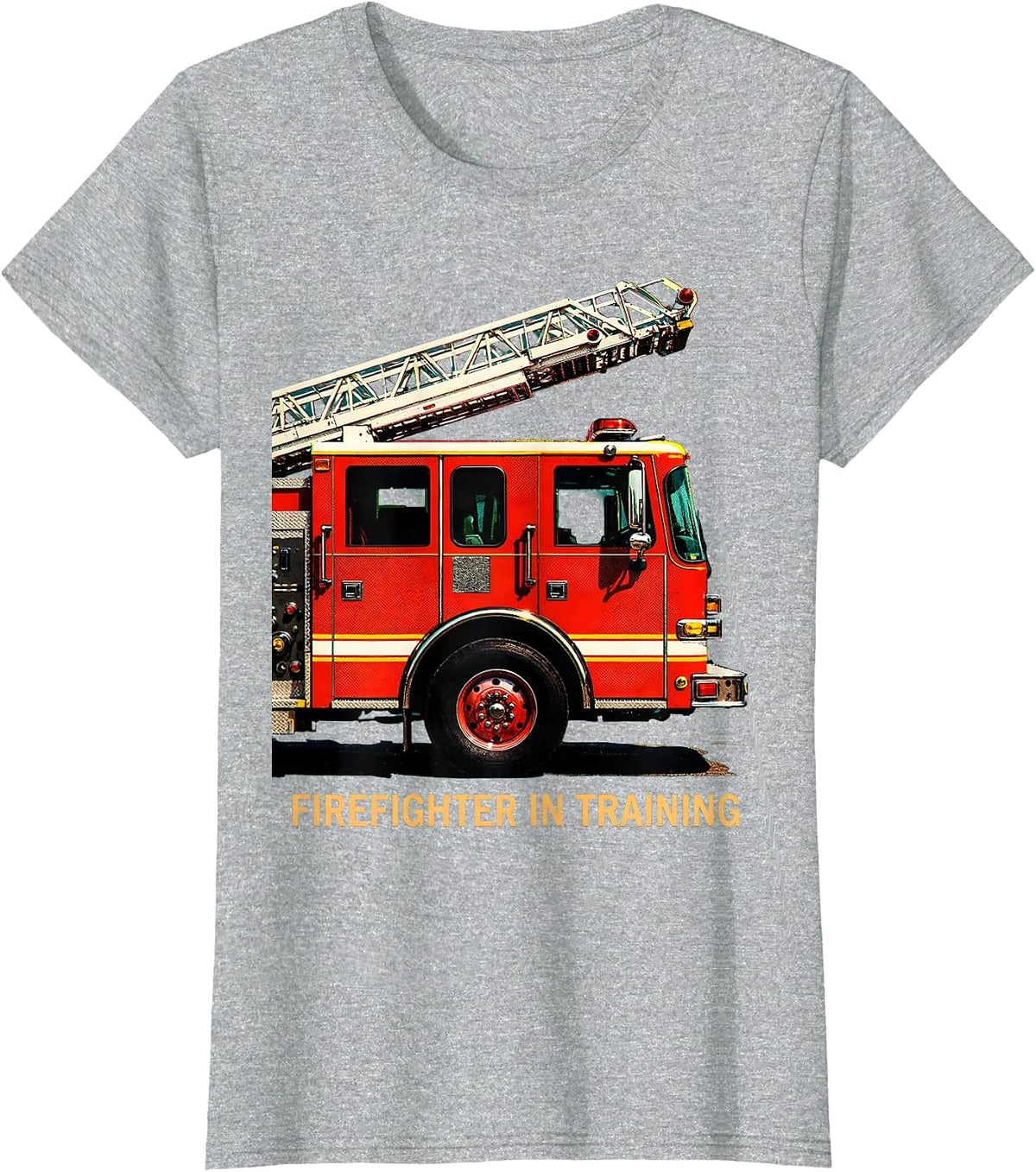 Firefighter In Training Risograph Fire Truck Toddler Kids T-Shirt - Heather Grey