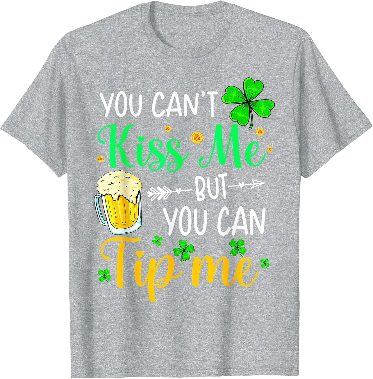 St Patrick's Day Lucky Shamrock Waitress Bartender Waiter T-Shirt - Heather Grey