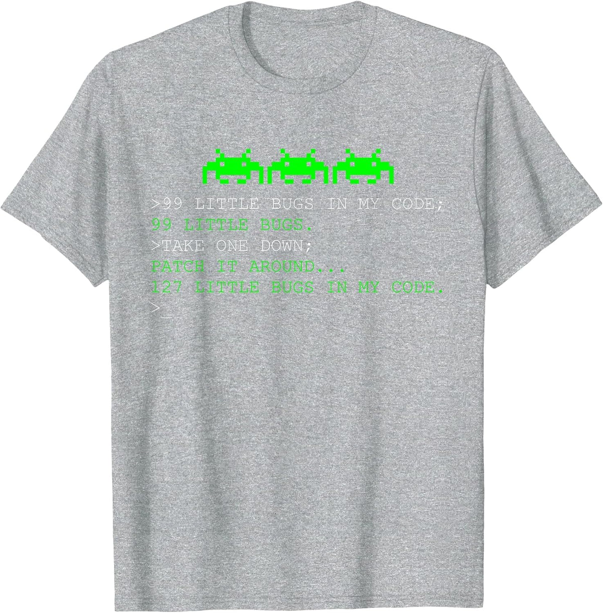 Programmer 99 Little Bugs in My Code T-Shirt - Heather Grey