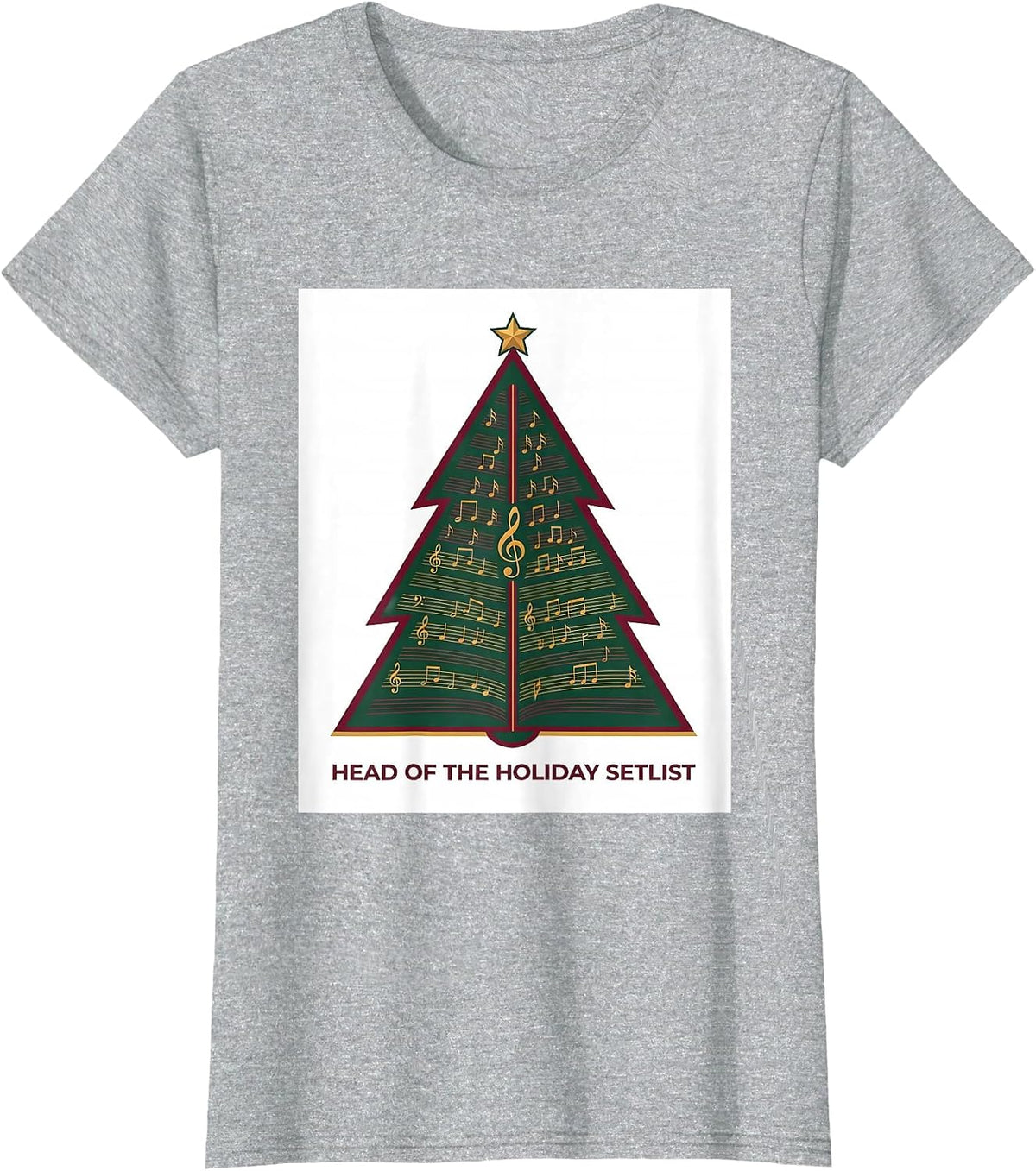 Women's Head Of The Holiday Setlist Festive Music Teacher Christmas T-Shirt - Heather Grey