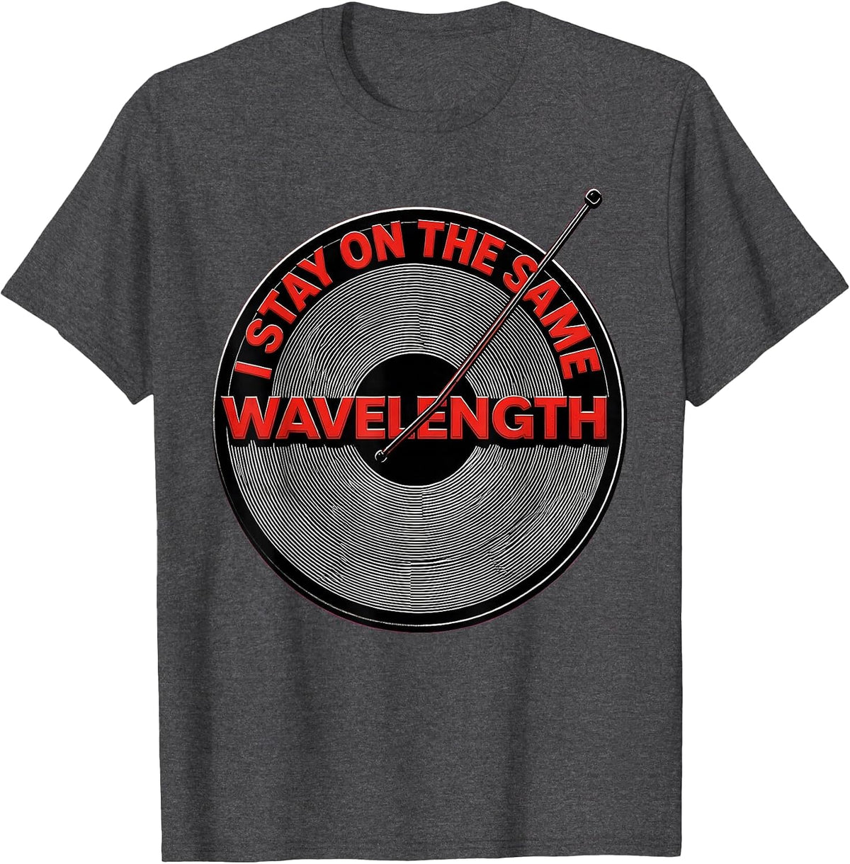 I Stay On The Same Wavelength Op Art Moire Ham Radio T-Shirt - Dark Heather Grey