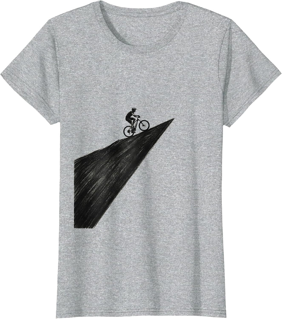 Cyclist Silhouette Mountain Summit Climbing T-Shirt - Heather Grey