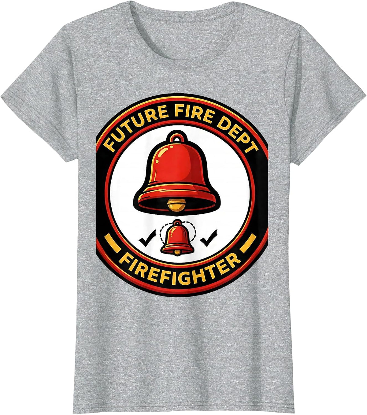 Future Fire Dept Firefighter Cartoon Badge Firefighter Pride T-Shirt - Heather Grey