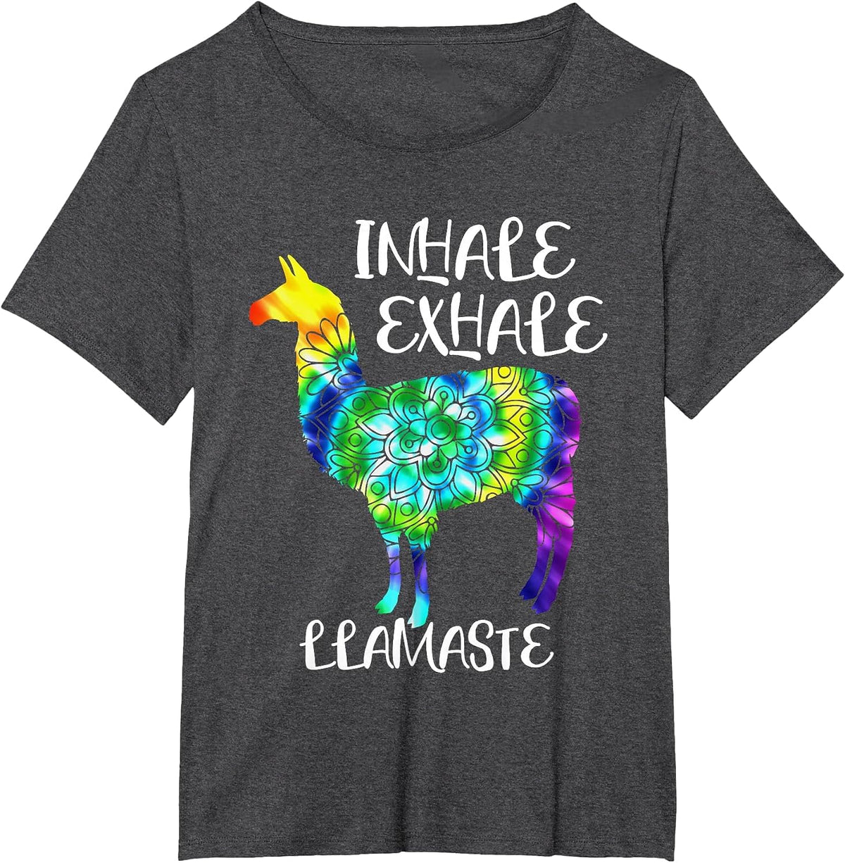 Inhale Exhale Llamaste Namaste Llama Tshirt,Cute Llama Yoga T-Shirt - Dark Heather Grey