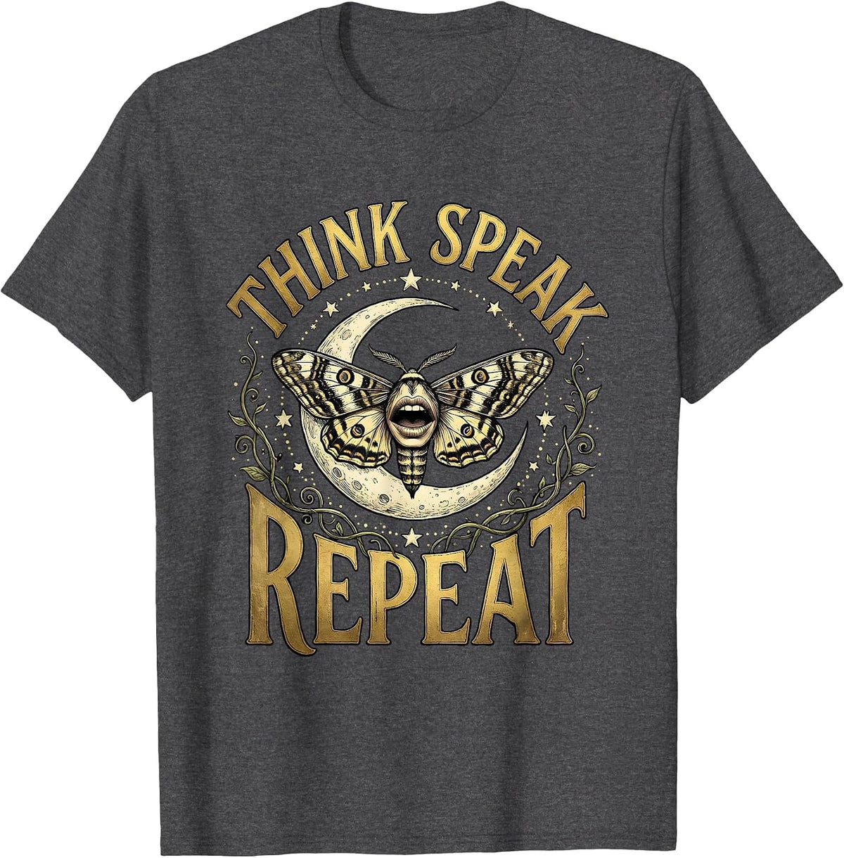 Men's Think Speak Repeat Free Speech Graphic Design T-Shirt - Dark Heather Grey