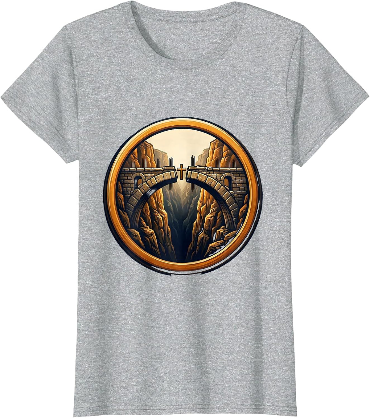 Women's Bridge Over the Gorge Construction Graphic T-Shirt - Heather Grey