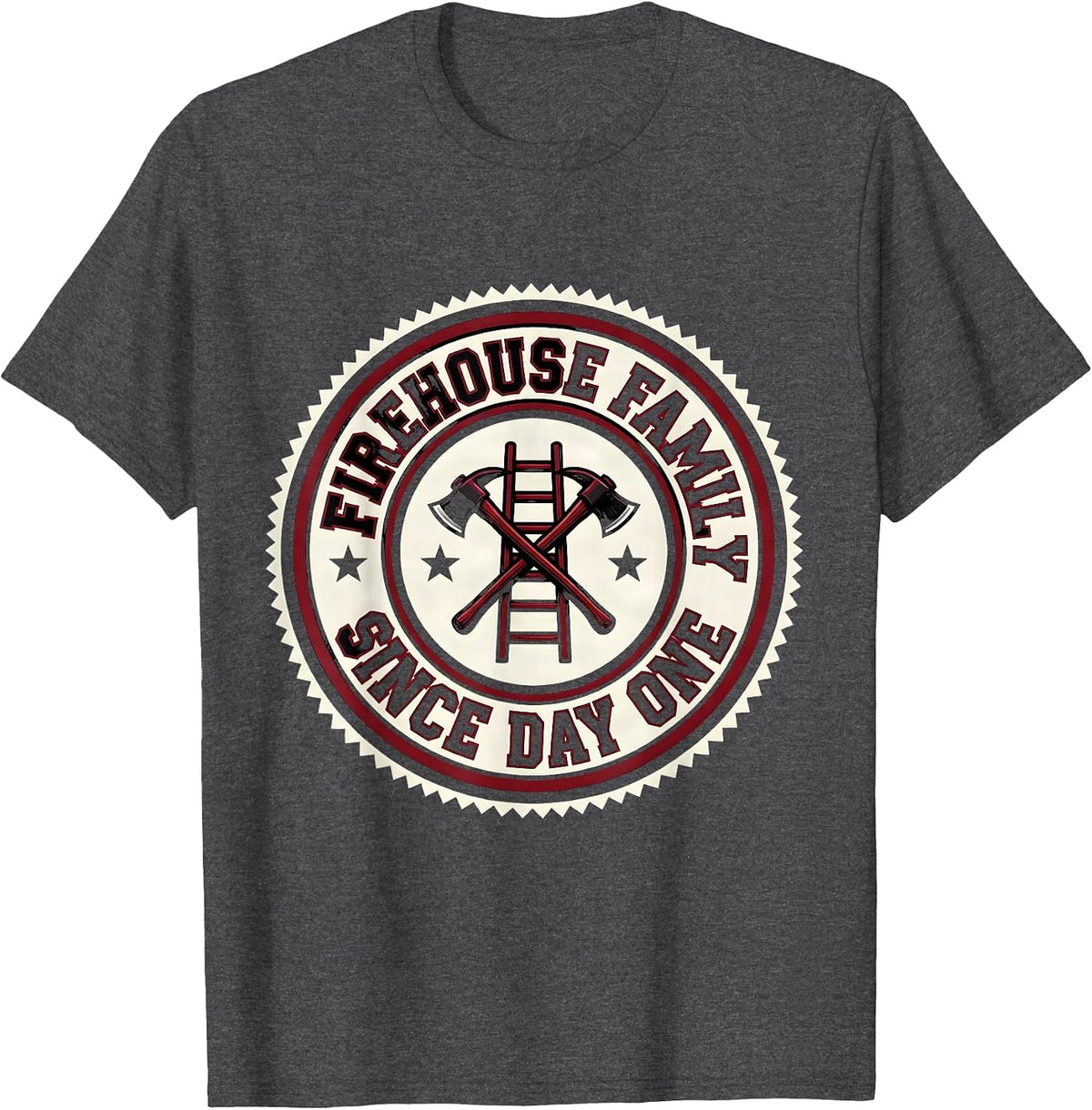 Firehouse Family Since Day One Sports Firefighter Pride T-Shirt - Dark Heather Grey