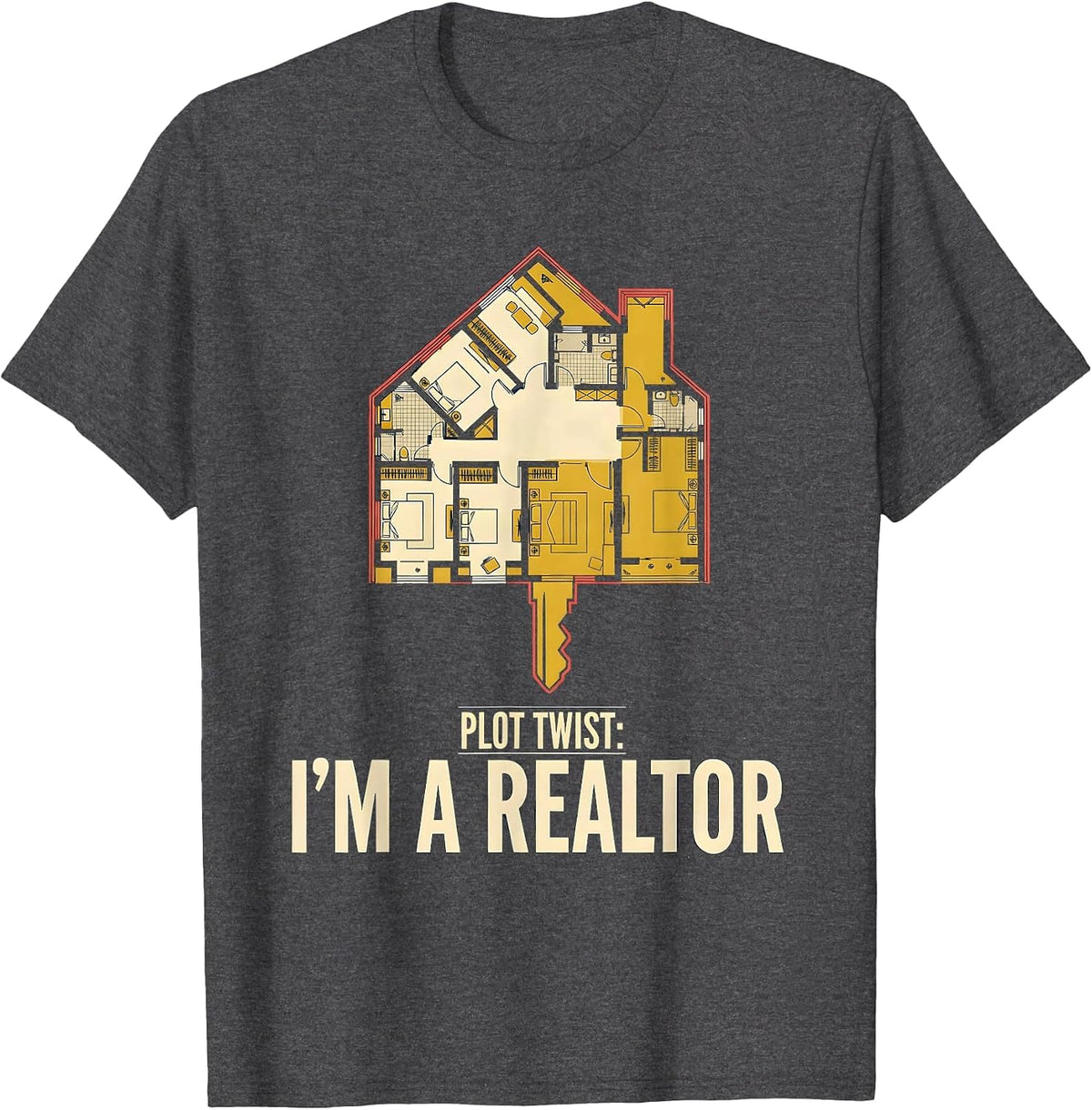 Men's Plot Twist: I'm A Realtor Funny Real Estate Agent Humor T-Shirt - Dark Heather Grey