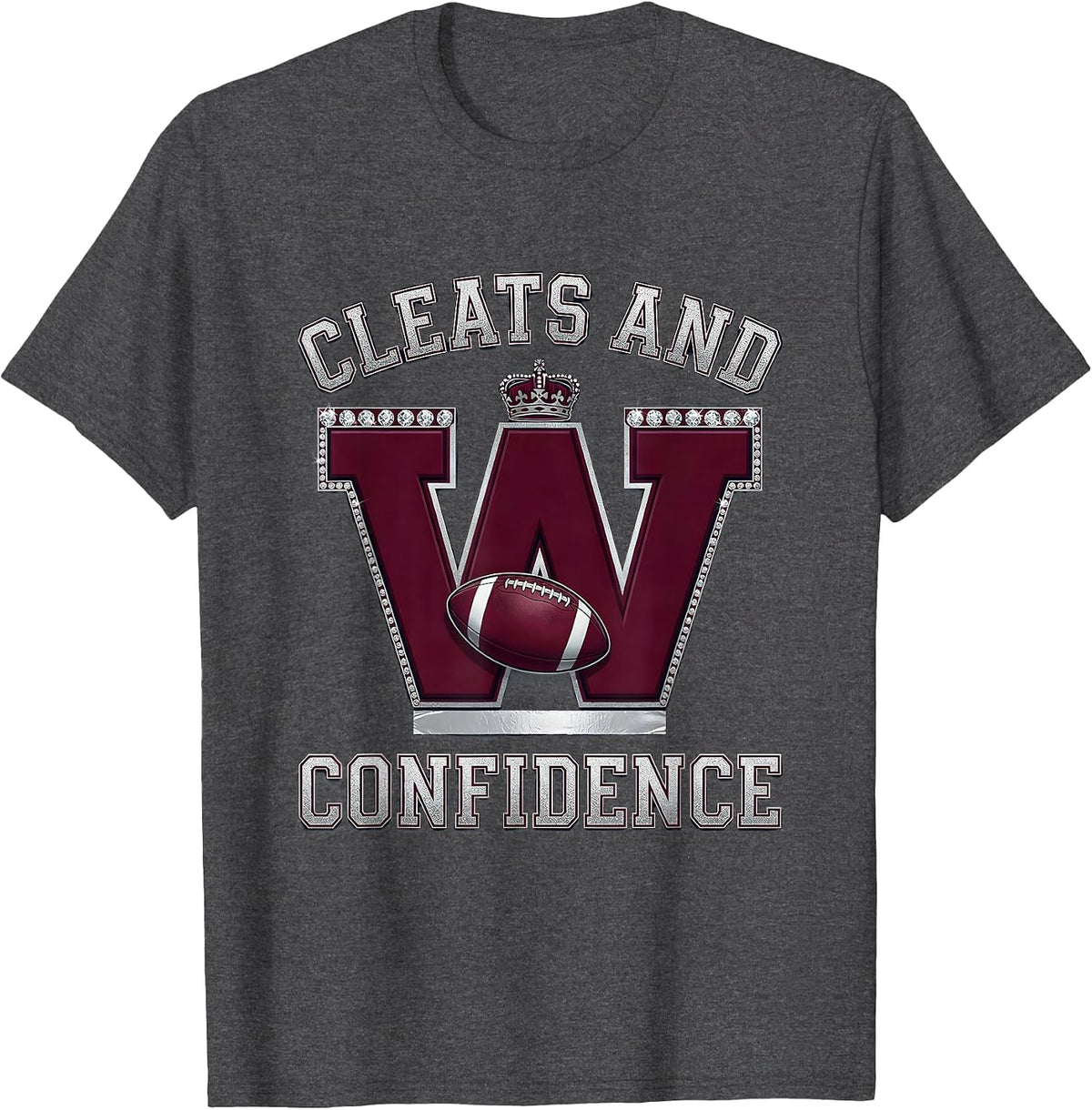 Cleats and Confidence Rugby Graphic Design T-Shirt - Dark Heather Grey